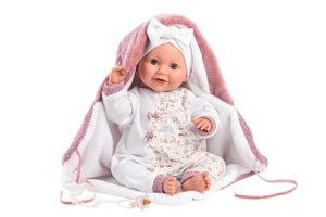 Llorens 16.5" Articulated Newborn Doll Cora with Blanket