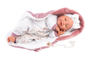 Llorens 16.5" Articulated Newborn Doll Cora with Blanket