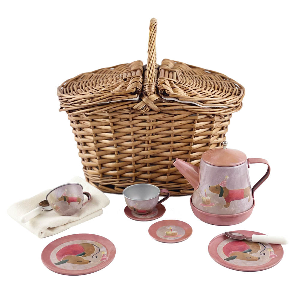 Egmont Toys Musical Dog Tin Tea Set In A Basket