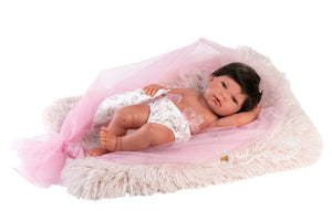 Llorens 15.7" Anatomically-Correct Newborn Doll Estrella with Cushion and Dou Dou