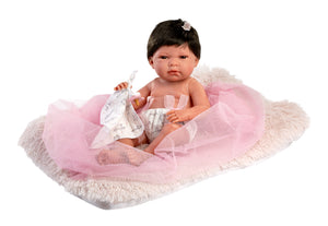 Llorens 15.7" Anatomically-Correct Newborn Doll Estrella with Cushion and Dou Dou