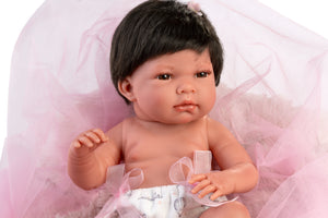 Llorens 15.7" Anatomically-Correct Newborn Doll Estrella with Cushion and Dou Dou