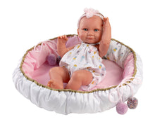 Load image into Gallery viewer, Llorens 15.7&quot; Anatomically-Correct Newborn Doll Estefania with Portable Baby Bed