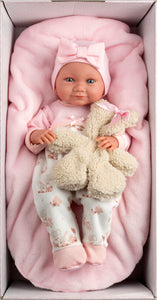 Llorens 15.7" Anatomically-Correct Newborn Doll Sienna with Cushion and Teddy