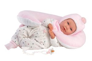 Llorens 16.5" Soft Body Crying Newborn Doll Anastasia with Cushion