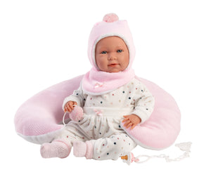 Llorens 16.5" Soft Body Crying Newborn Doll Anastasia with Cushion