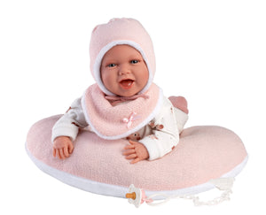 Llorens 16.5" Soft Body Laughing Newborn Doll Mackenzie with Cushion