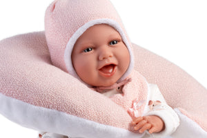 Llorens 16.5" Soft Body Laughing Newborn Doll Mackenzie with Cushion