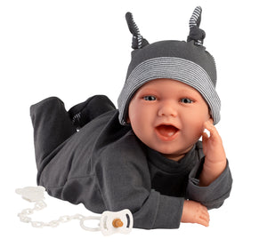 Llorens 16.5" Soft Body Laughing Newborn Doll Luis with Bag