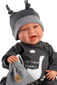 Llorens 16.5" Soft Body Laughing Newborn Doll Luis with Bag