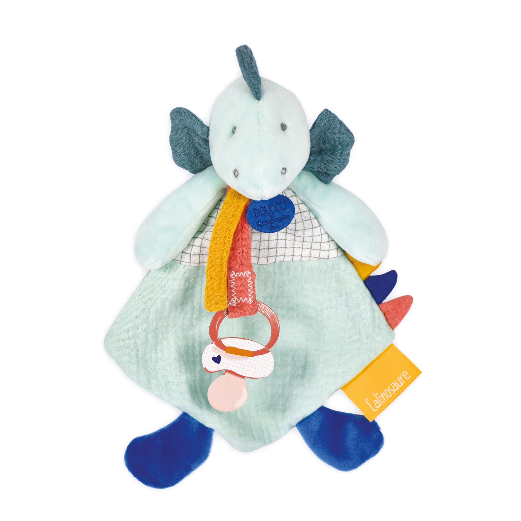 Doudou et Compagnie Dinosaur Blanket With Pacifier Clip – Hotaling
